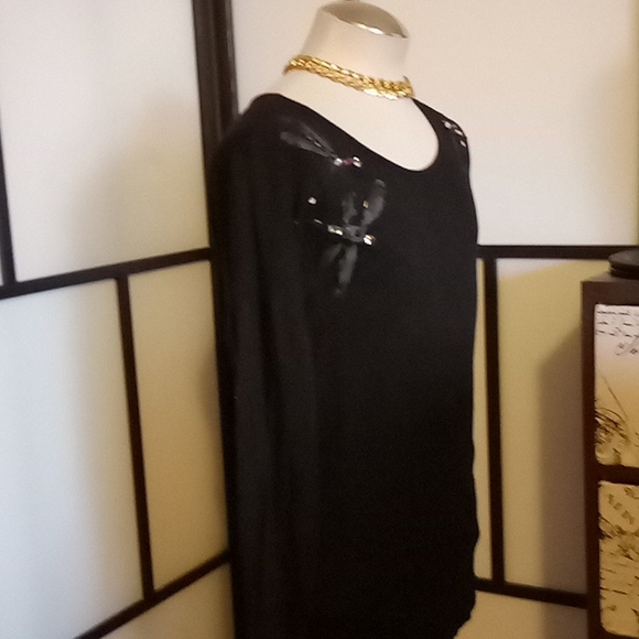 Lane Bryant Tops - Lane Bryant Women's Black Layering Top Size 22/24 Sequin Bling Artsy Comfy